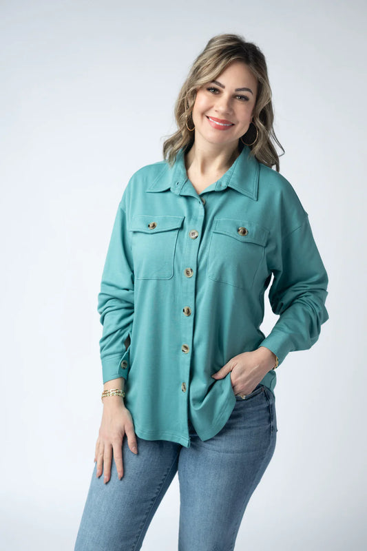 *Brenna Button Down-Teal*