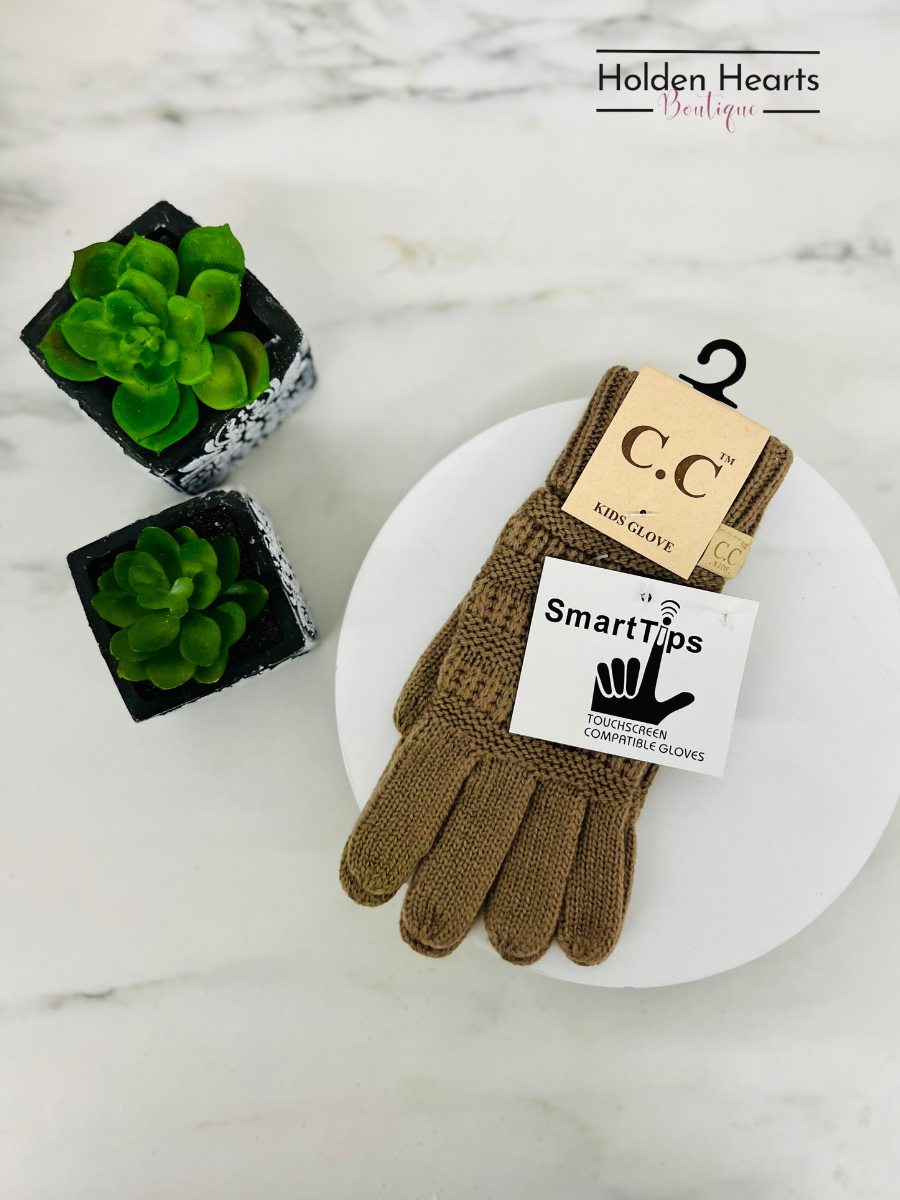 KIDS Solid Cable Knit CC Gloves G20KIDS - Holden Hearts