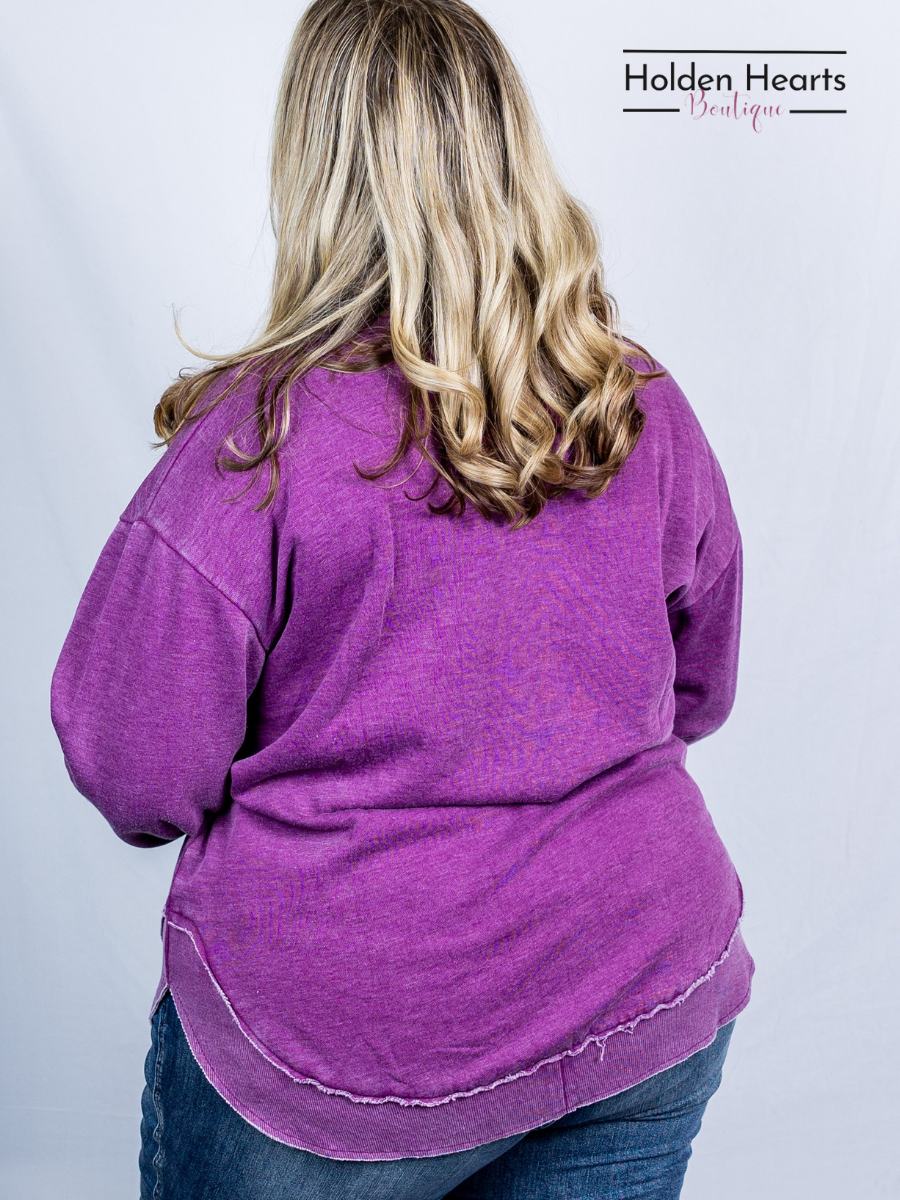Purple Vintage Wash Pullover - Holden Hearts