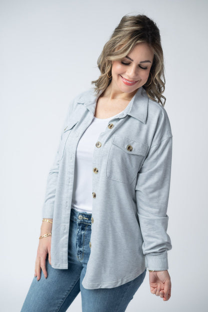 IN STOCK Brenna Button Down Top - Grey FINAL SALE