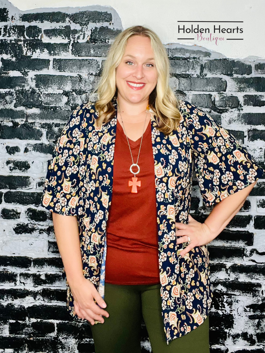 Navy Paisley Design Multi Kimono - Holden Hearts