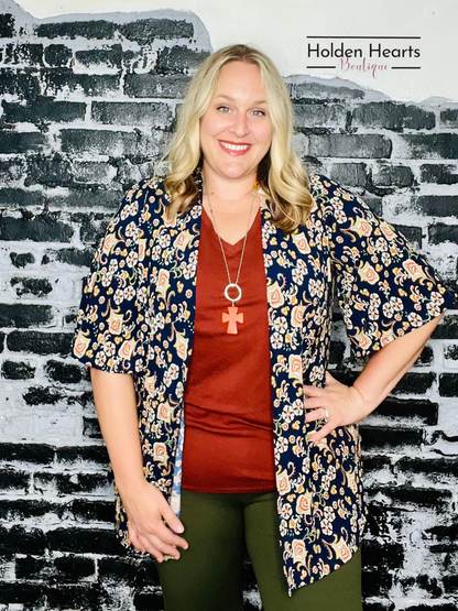 Navy Paisley Design Multi Kimono - Holden Hearts