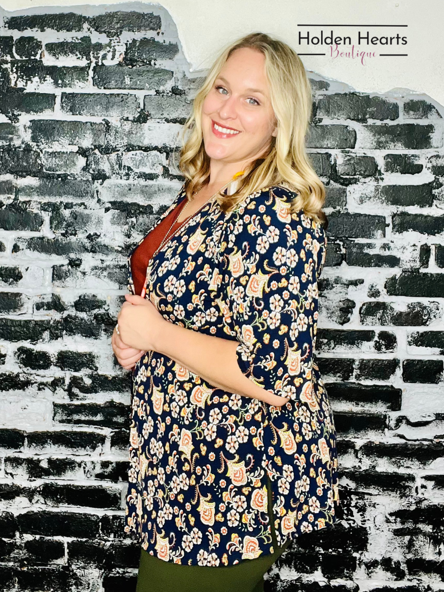 Navy Paisley Design Multi Kimono - Holden Hearts