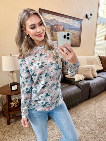 *Blair Long Sleeve Top - Ditsy Blush Floral*
