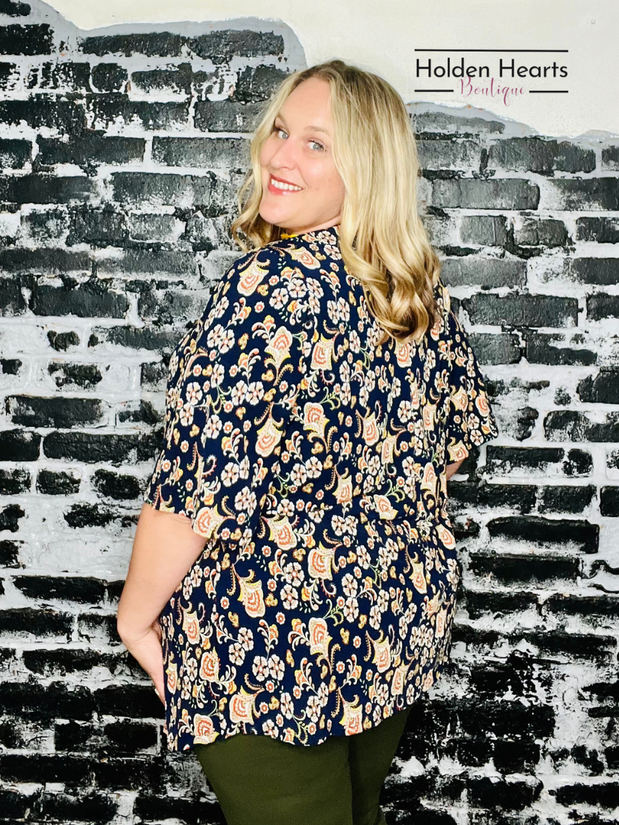 Navy Paisley Design Multi Kimono - Holden Hearts