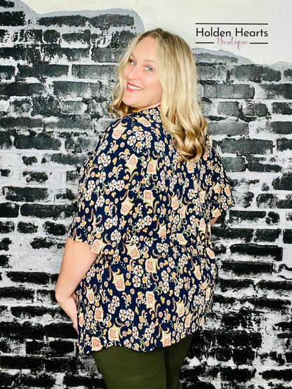Navy Paisley Design Multi Kimono - Holden Hearts