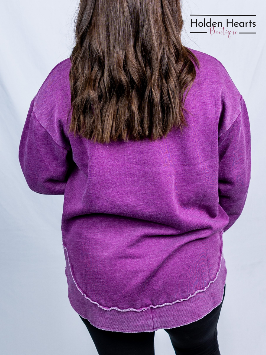Purple Vintage Wash Pullover - Holden Hearts