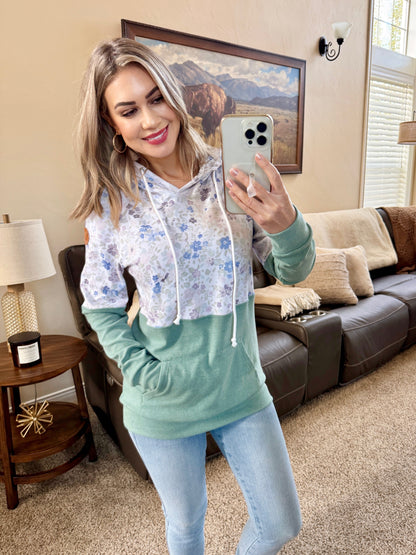 IN STOCK Hailey Pullover Hoodie - Spring Meadows and Sage FINAL SALE