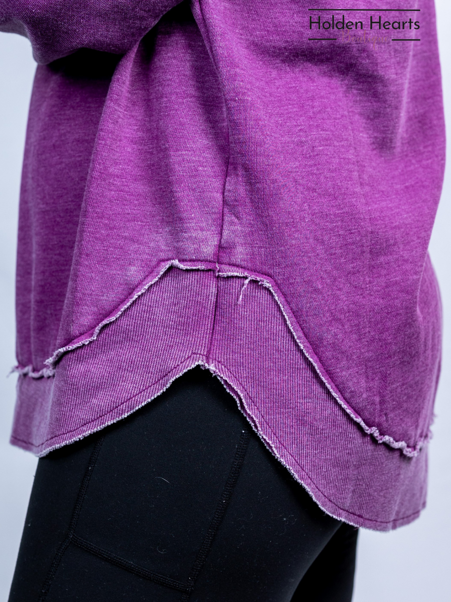 Purple Vintage Wash Pullover - Holden Hearts