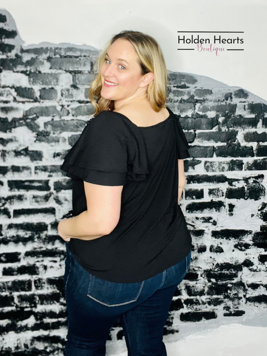 Flirty Fun Square Neck Top in Black - Holden Hearts