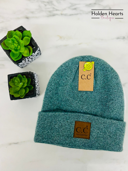 Unisex Soft Ribbed Leather Patch C.C. Beanie HTM9021 - Holden Hearts
