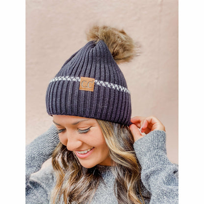 Ribbed Knit Beanie with Accented Cuff YJ920 - Holden Hearts