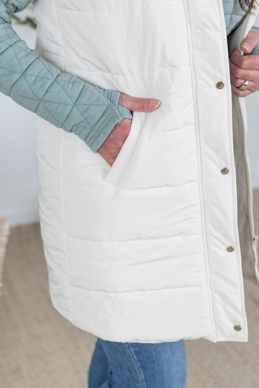 IN STOCK Harlow Long Vest - Cream FINAL SALE