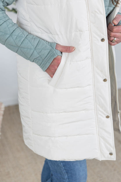 IN STOCK Harlow Long Vest - Cream FINAL SALE