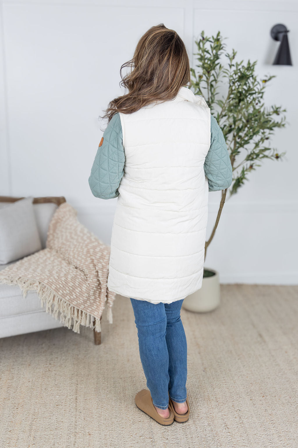 IN STOCK Harlow Long Vest - Cream FINAL SALE