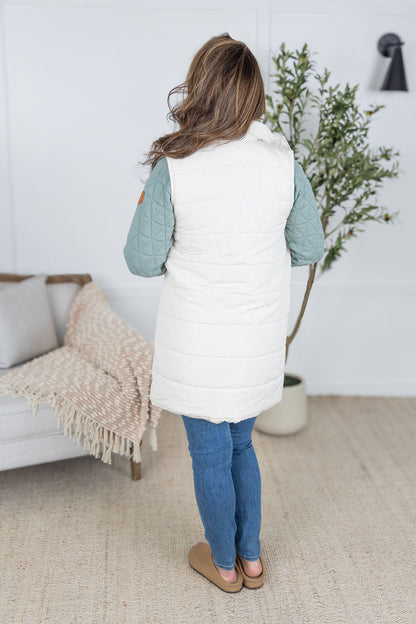 IN STOCK Harlow Long Vest - Cream FINAL SALE