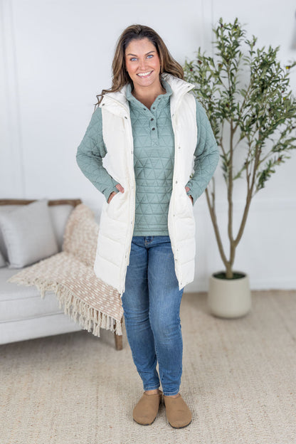 IN STOCK Harlow Long Vest - Cream FINAL SALE