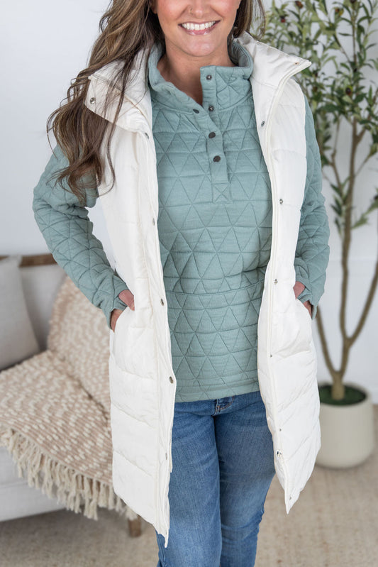 IN STOCK Harlow Long Vest - Cream FINAL SALE