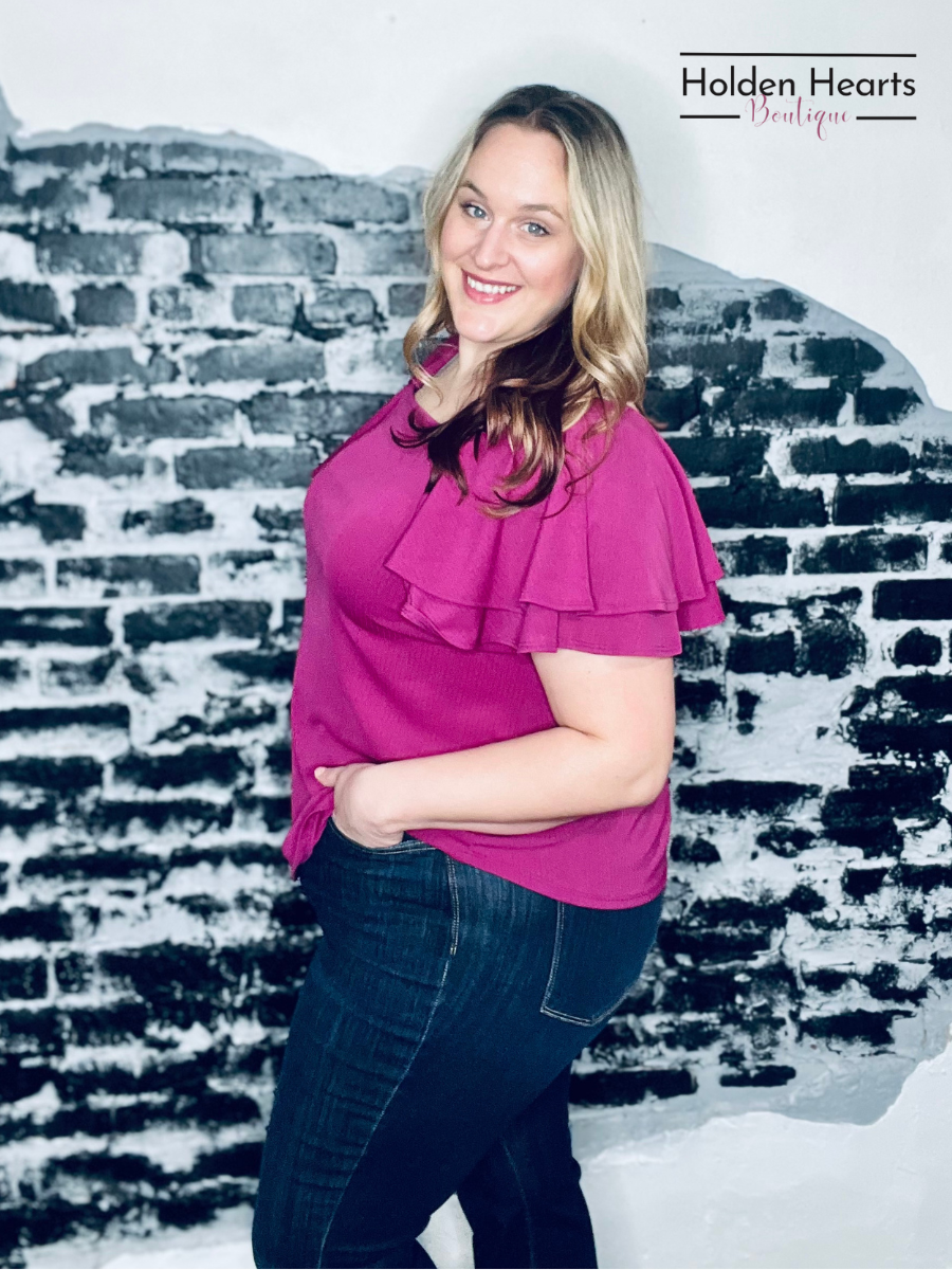 Flirty Fun Square Neck Top in Berry - Holden Hearts