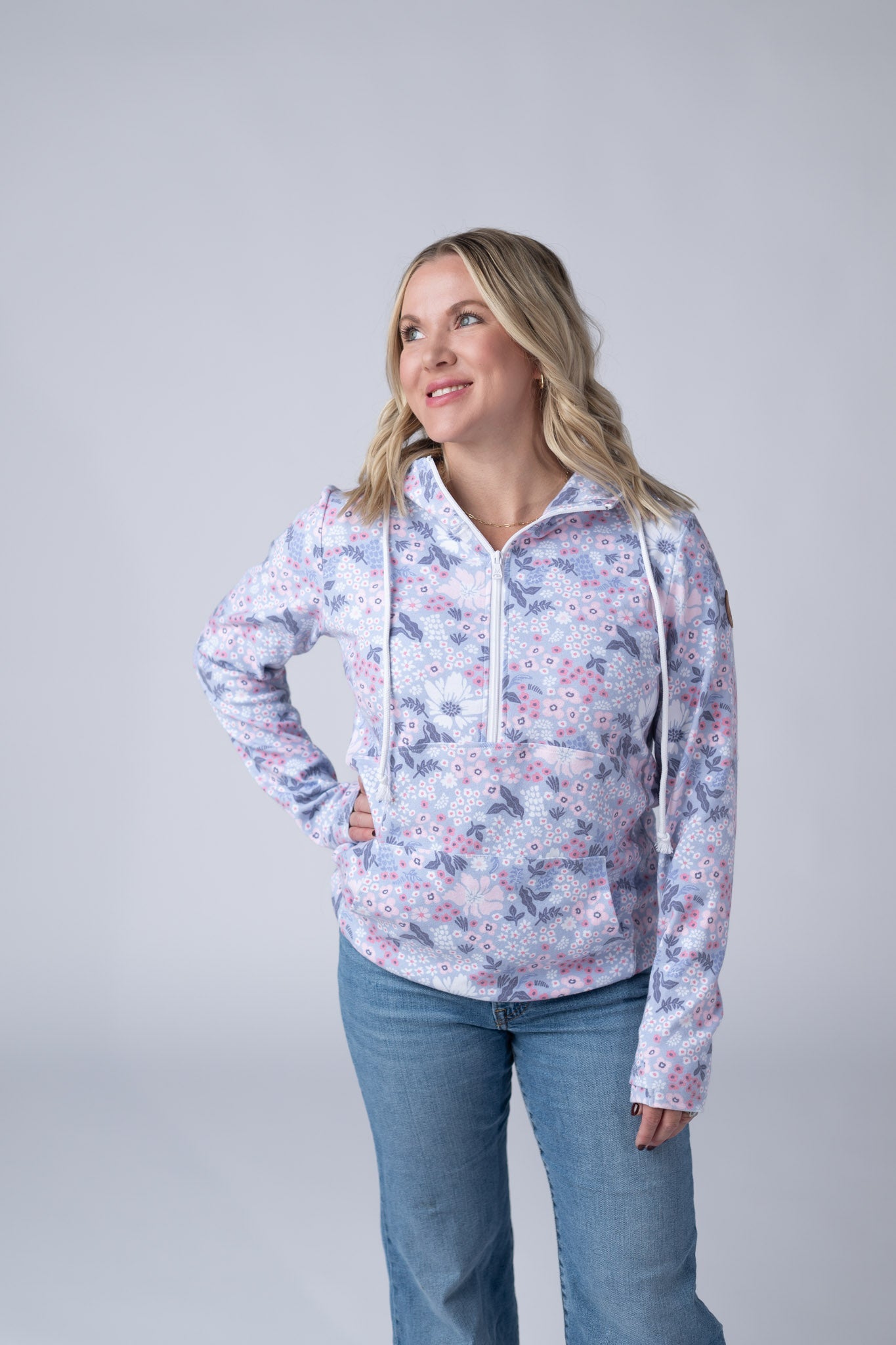 IN STOCK HalfZip Hoodie - Ditsy Blush Floral FINAL SALE
