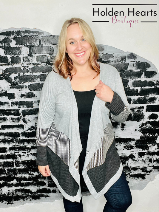 Cozy and Cute Waffle Cardigan in Grey - Holden Hearts