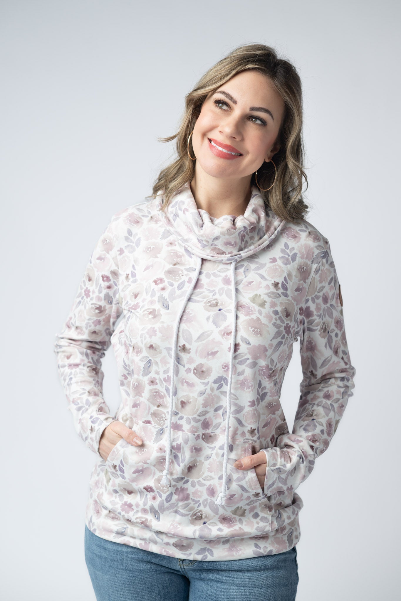 IN STOCK Soft Funnel Neck - Blush Floral