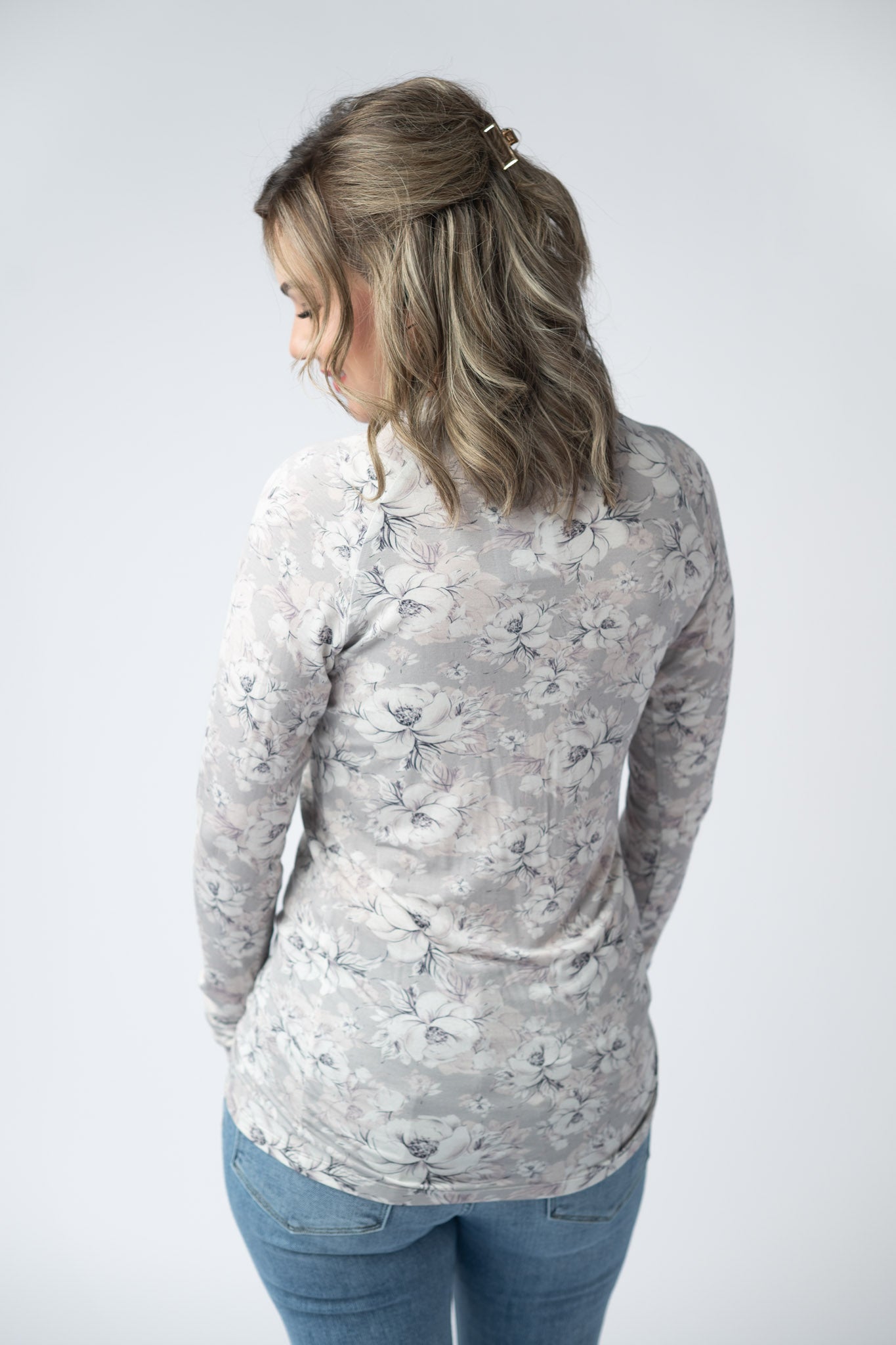 IN STOCK Blair Long Sleeve Top - Vintage Grey Floral FINAL SALE