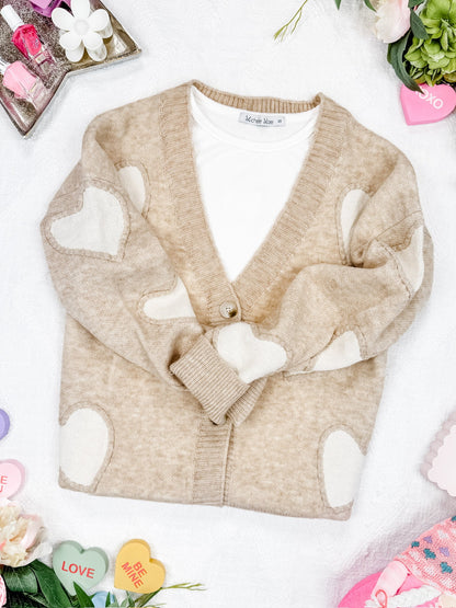 IN STOCK Sweetheart Cardigan - Tan FINAL SALE