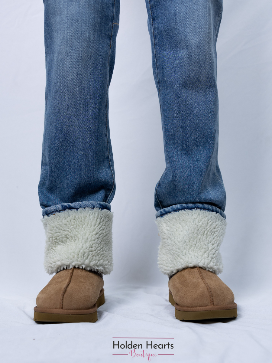 Snow Bunny Shearling Cuffed Jeans - Holden Hearts
