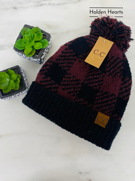 Checkered Pom Beanie - Holden Hearts