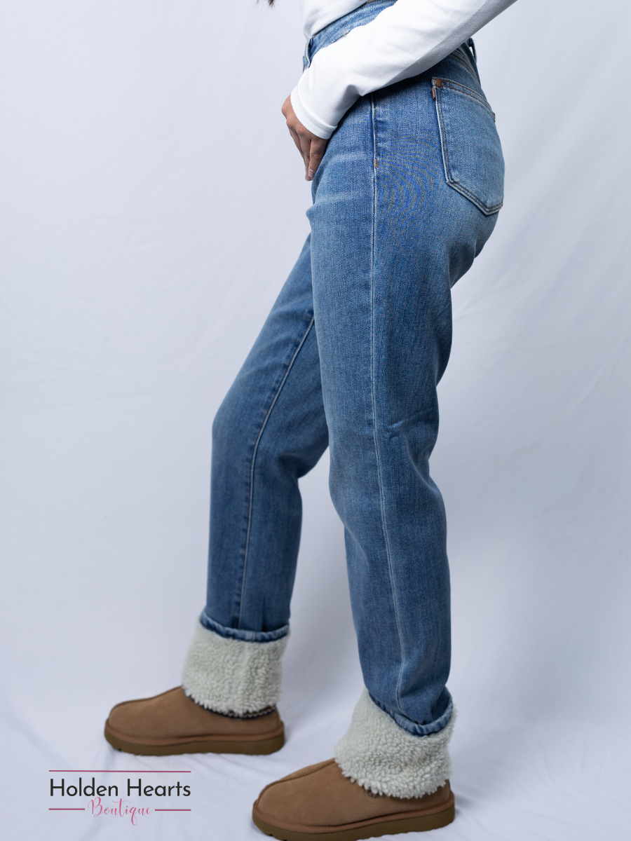 Snow Bunny Shearling Cuffed Jeans - Holden Hearts