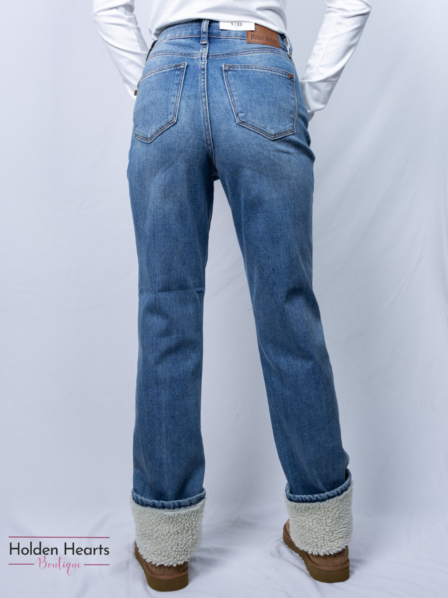 Snow Bunny Shearling Cuffed Jeans - Holden Hearts