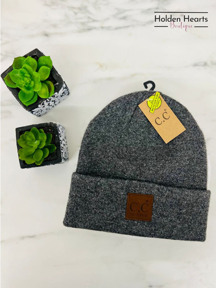 Unisex Soft Ribbed Leather Patch C.C. Beanie HTM9021 - Holden Hearts