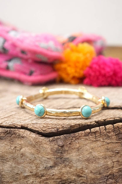 Jeweled Golden Bangle with semi precious stone dots - Holden Hearts