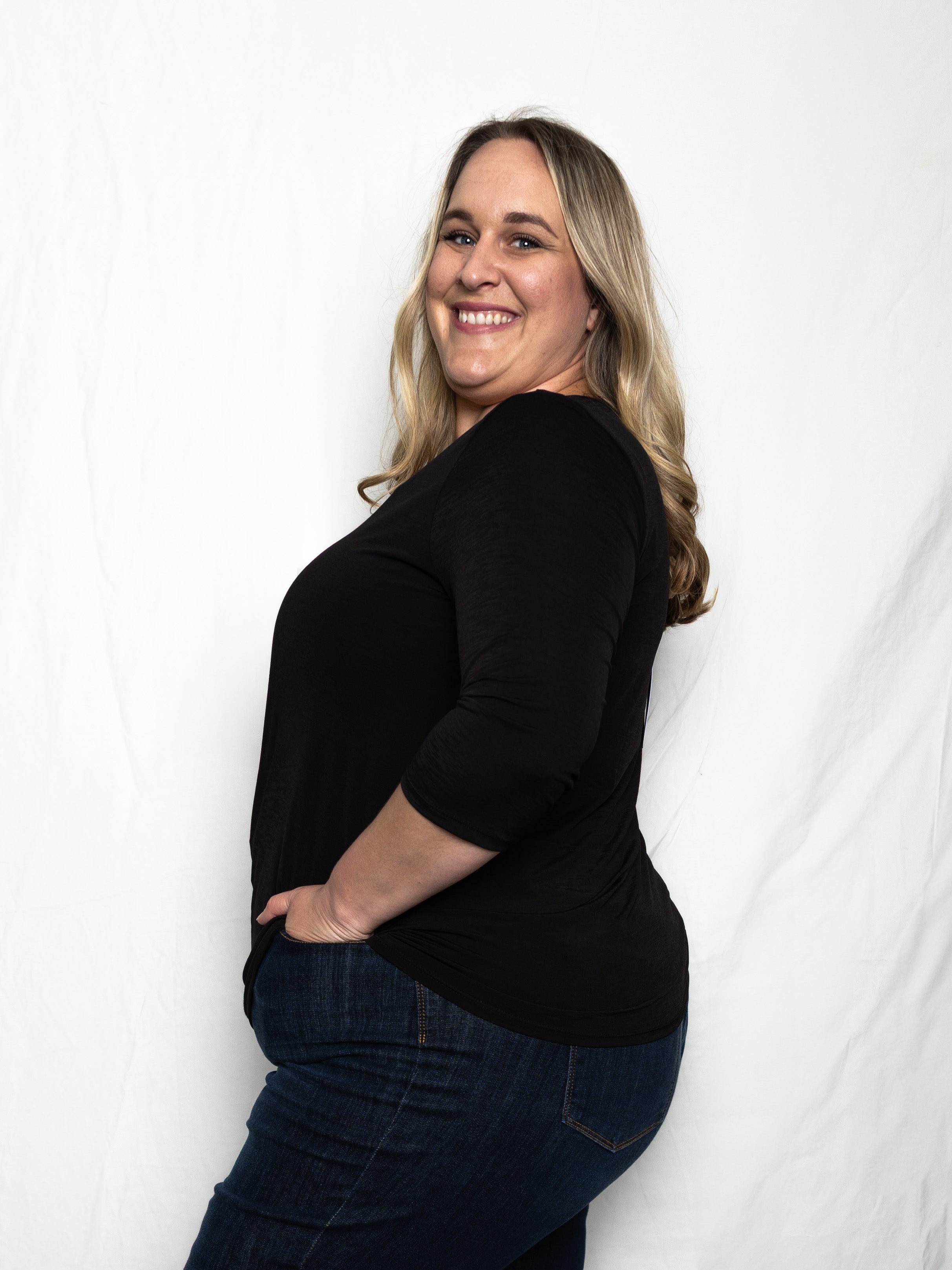 Black Classic V-neck Top - Holden Hearts