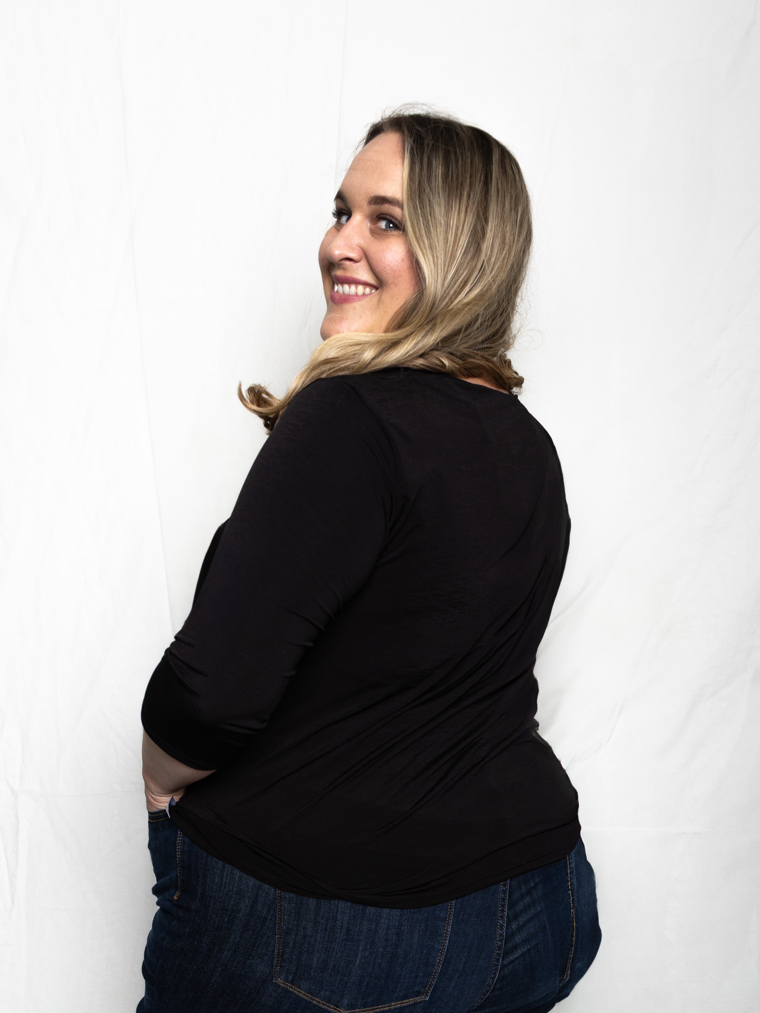 Black Classic V-neck Top - Holden Hearts