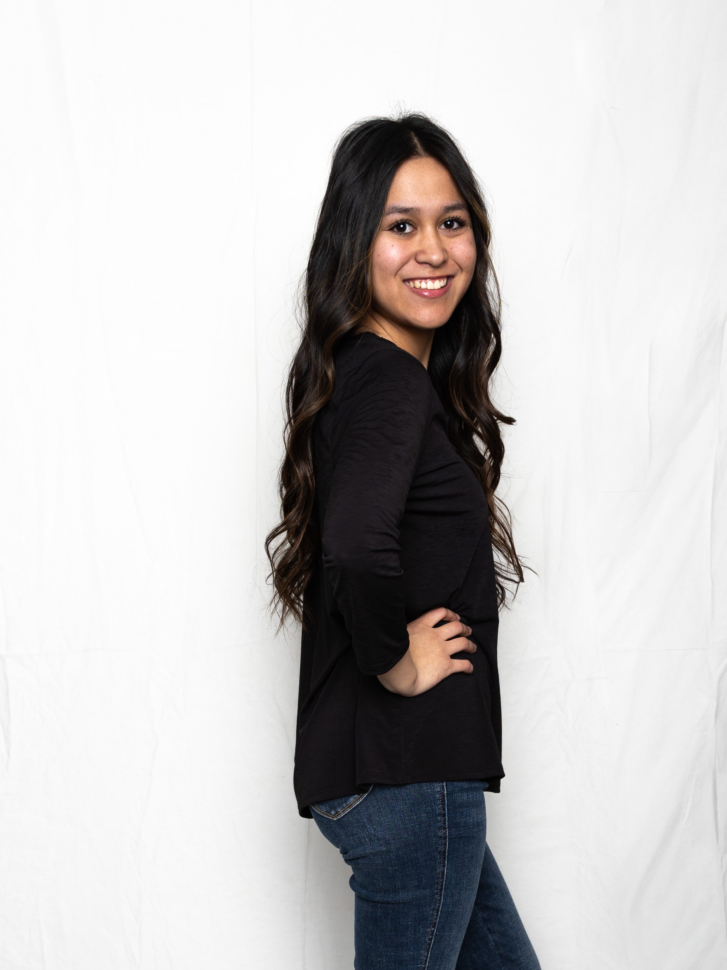 Black Classic V-neck Top - Holden Hearts