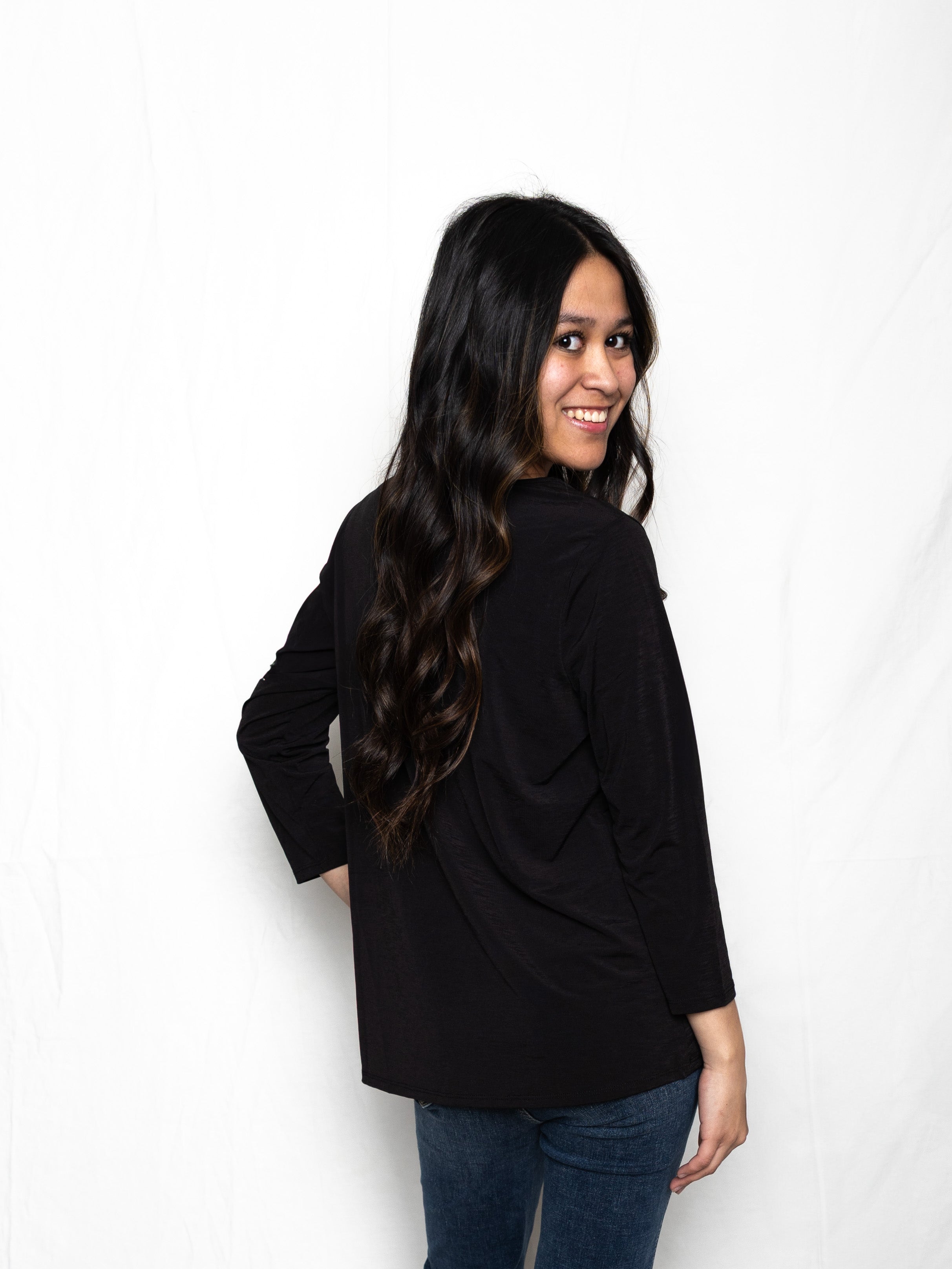 Black Classic V-neck Top - Holden Hearts