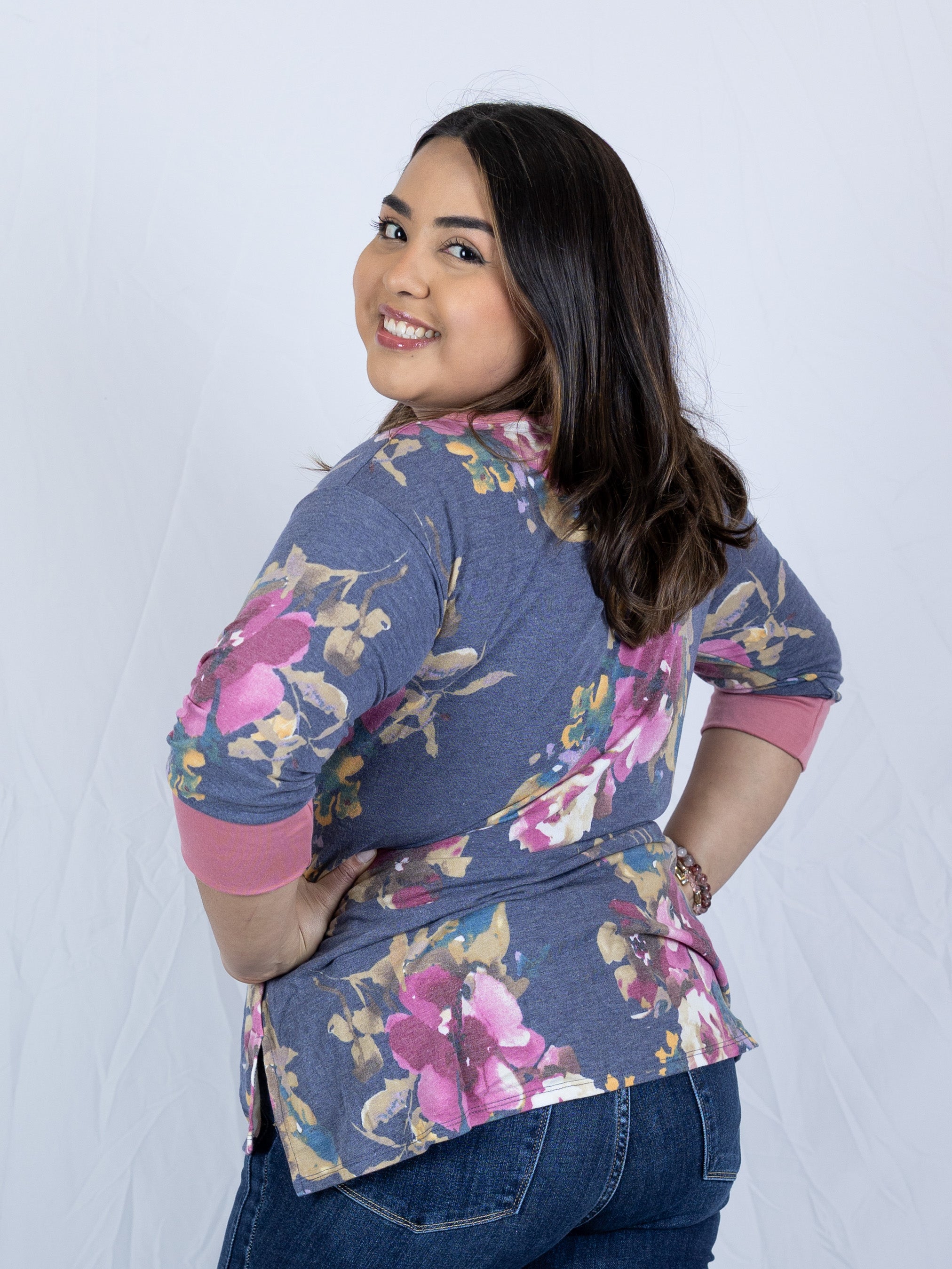 Floral 3/4 Sleeve Dream Top - Holden Hearts