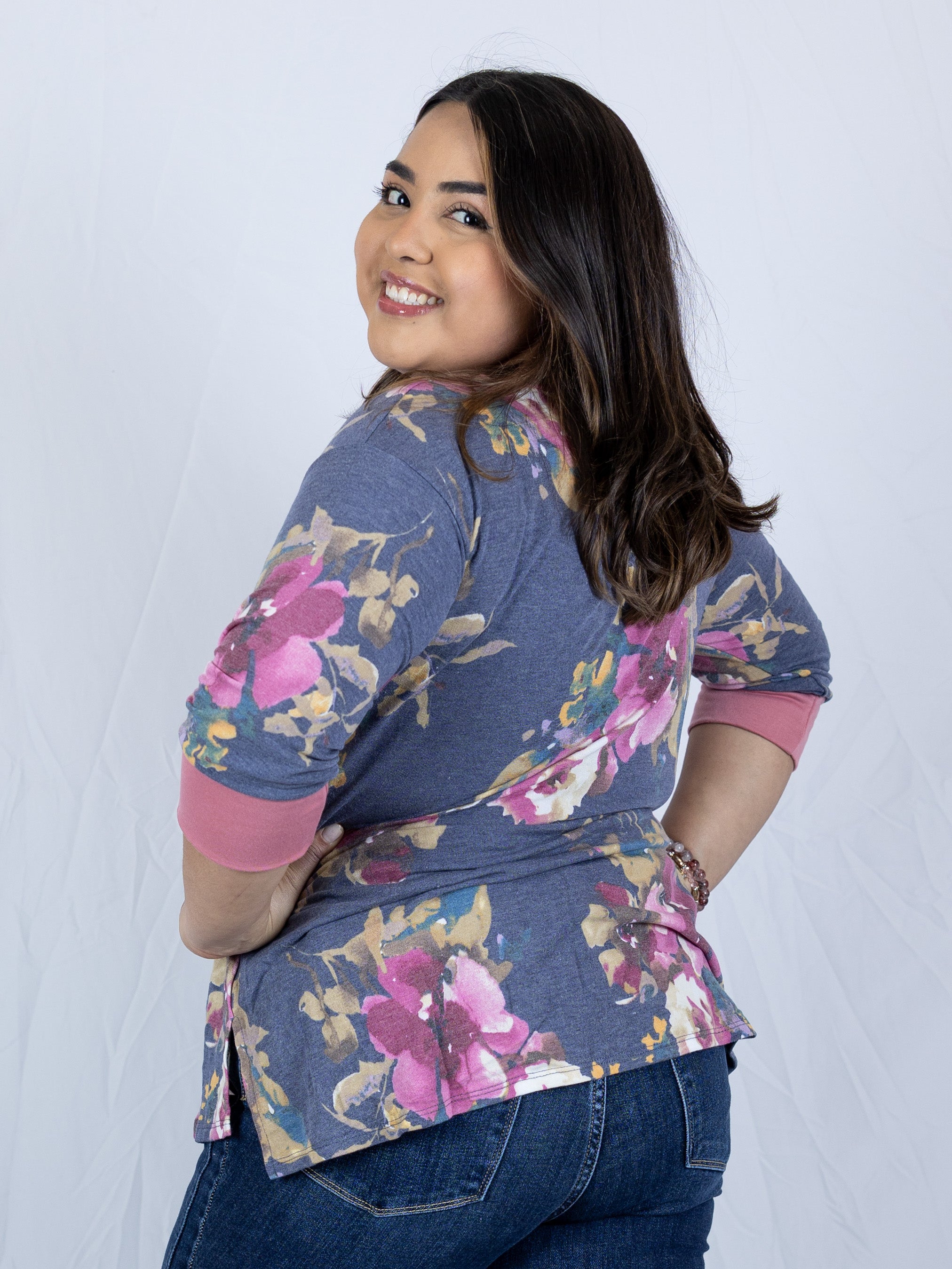 Floral 3/4 Sleeve Dream Top - Holden Hearts