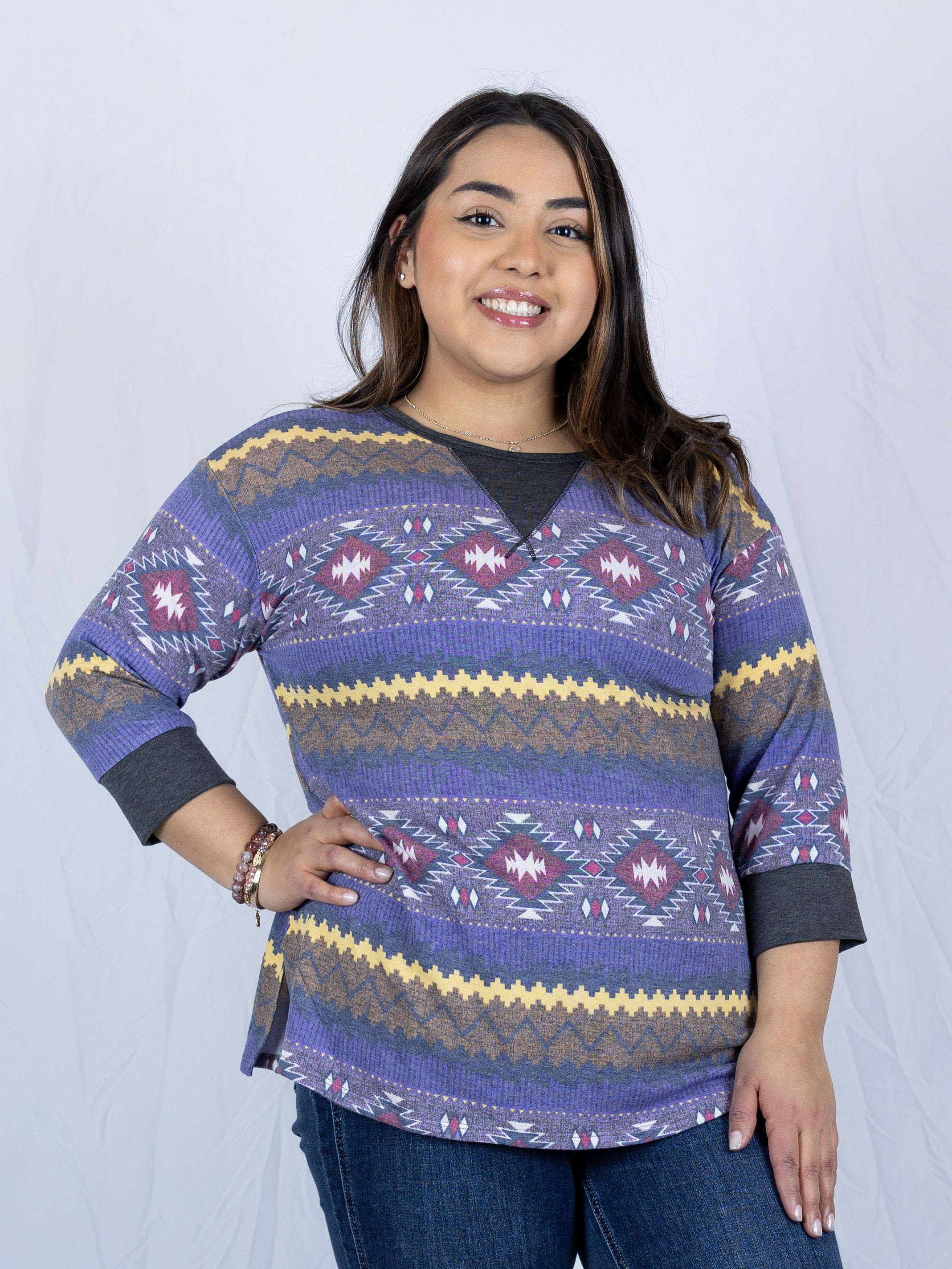 Aztec 3/4 Sleeve Dream Top - Holden Hearts