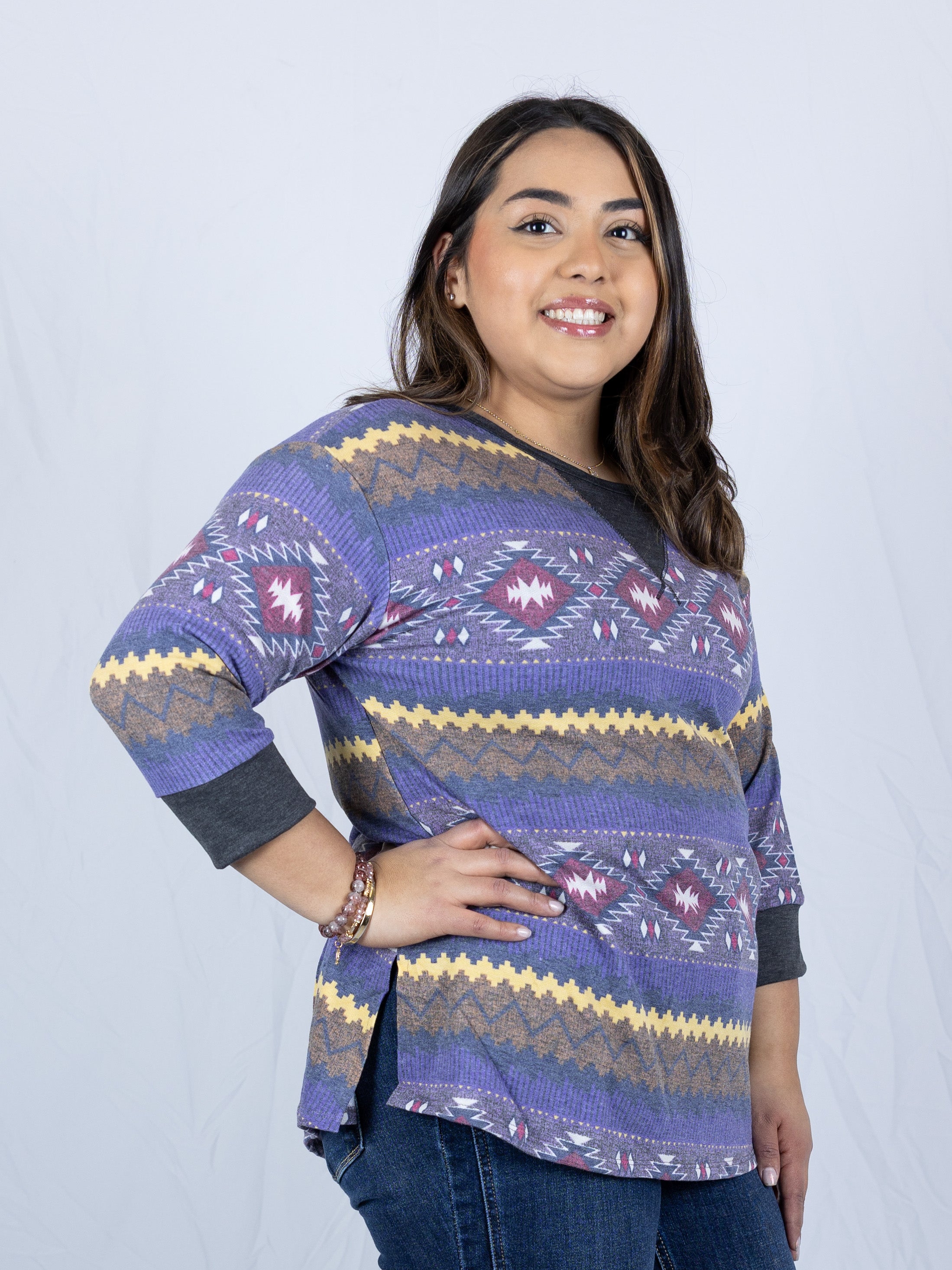 Aztec 3/4 Sleeve Dream Top - Holden Hearts