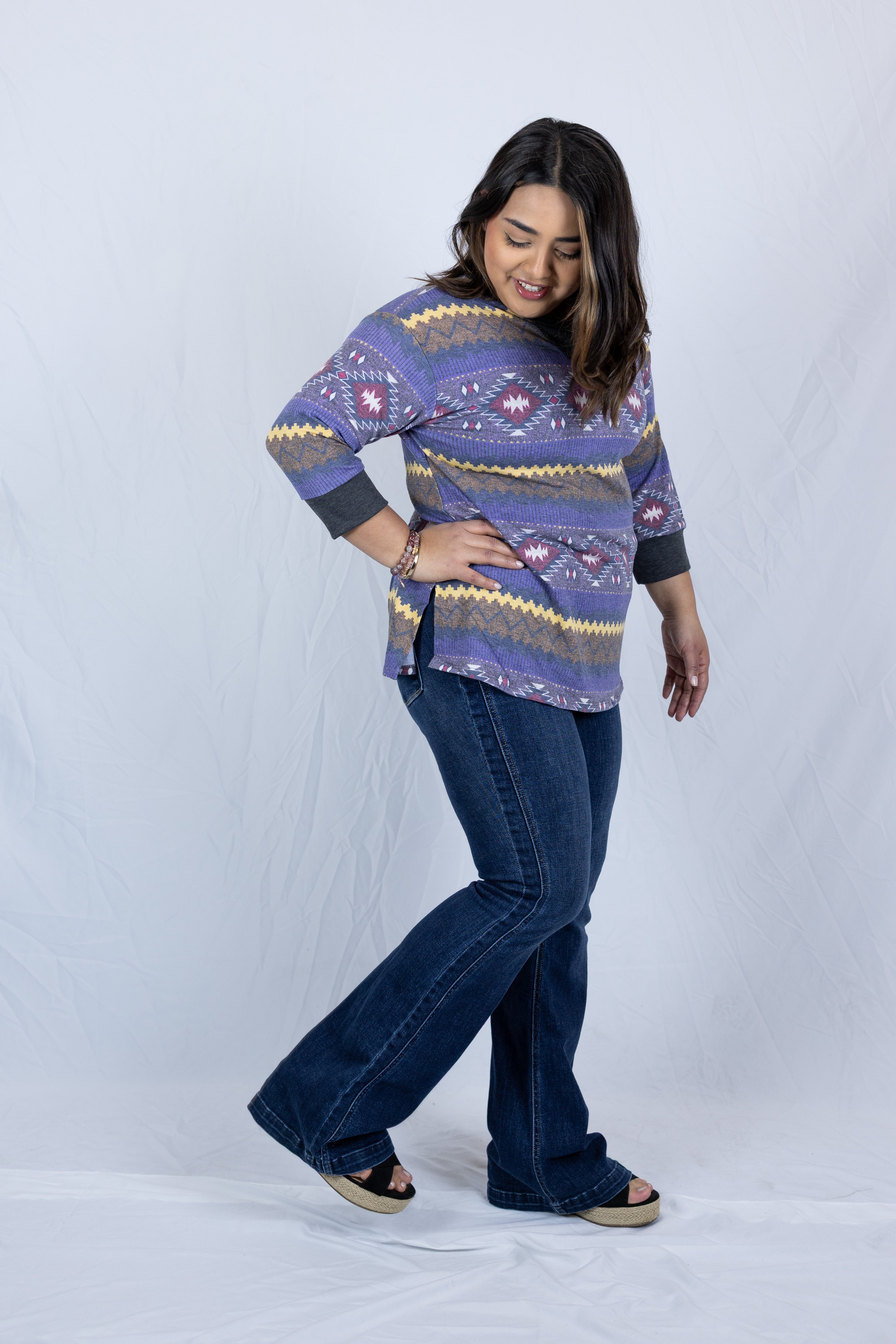 Aztec 3/4 Sleeve Dream Top - Holden Hearts