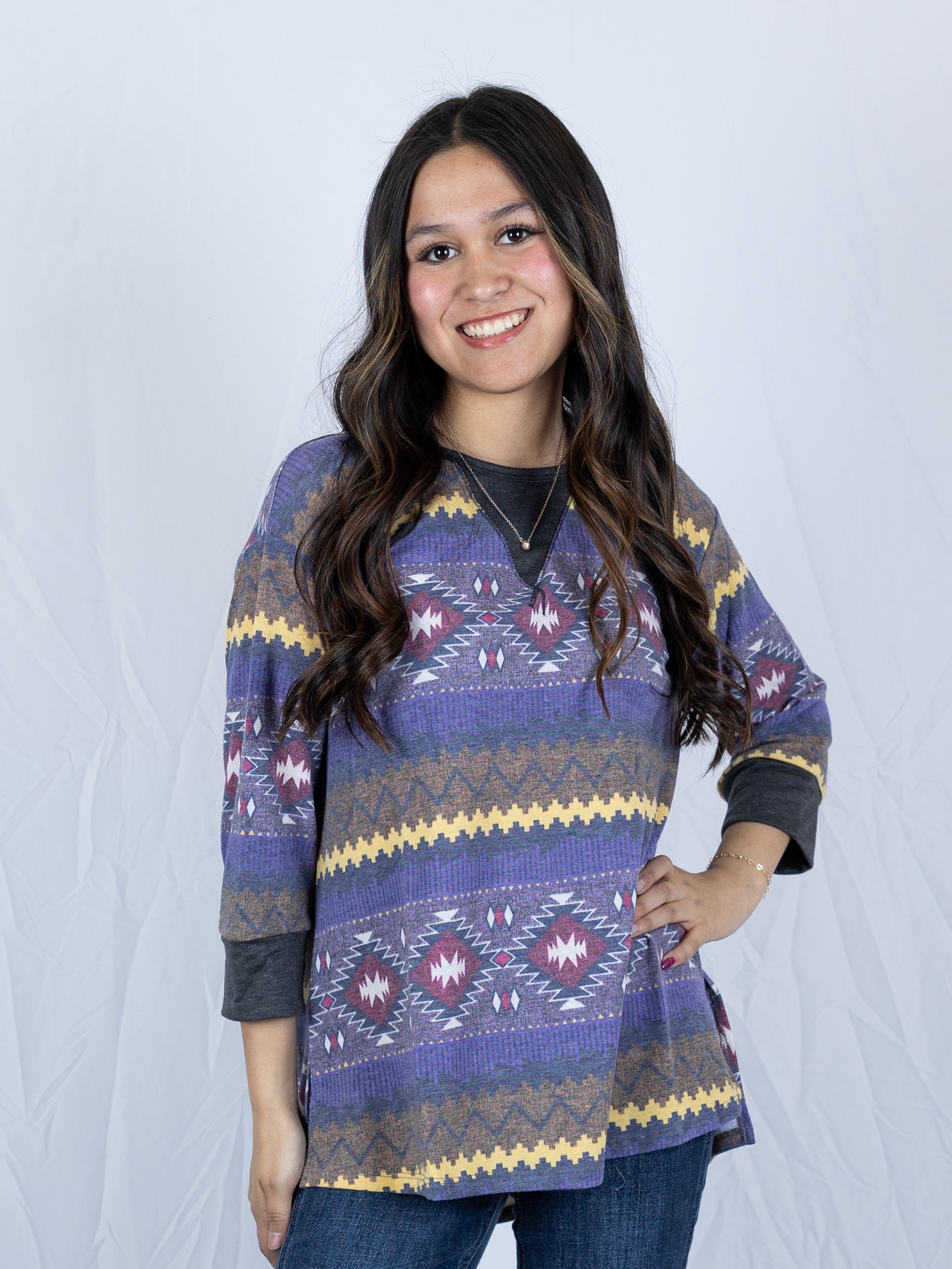 Aztec 3/4 Sleeve Dream Top - Holden Hearts