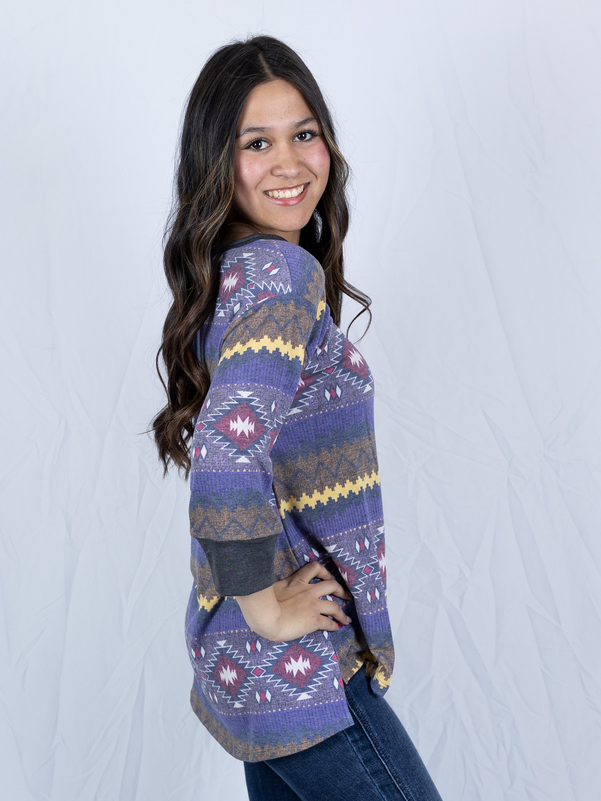 Aztec 3/4 Sleeve Dream Top - Holden Hearts