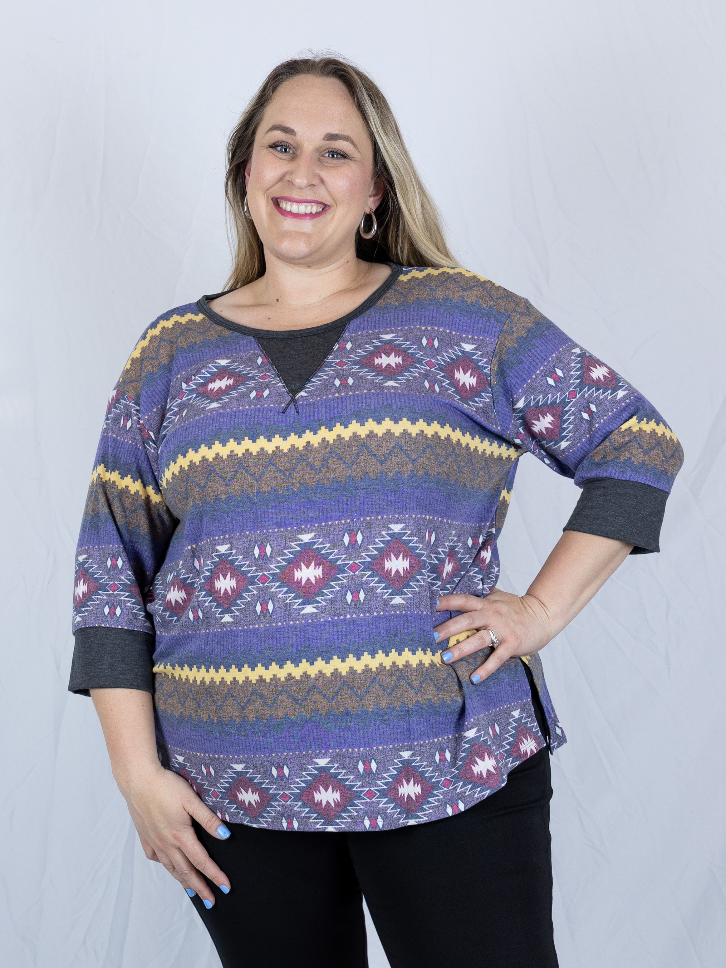 Aztec 3/4 Sleeve Dream Top - Holden Hearts