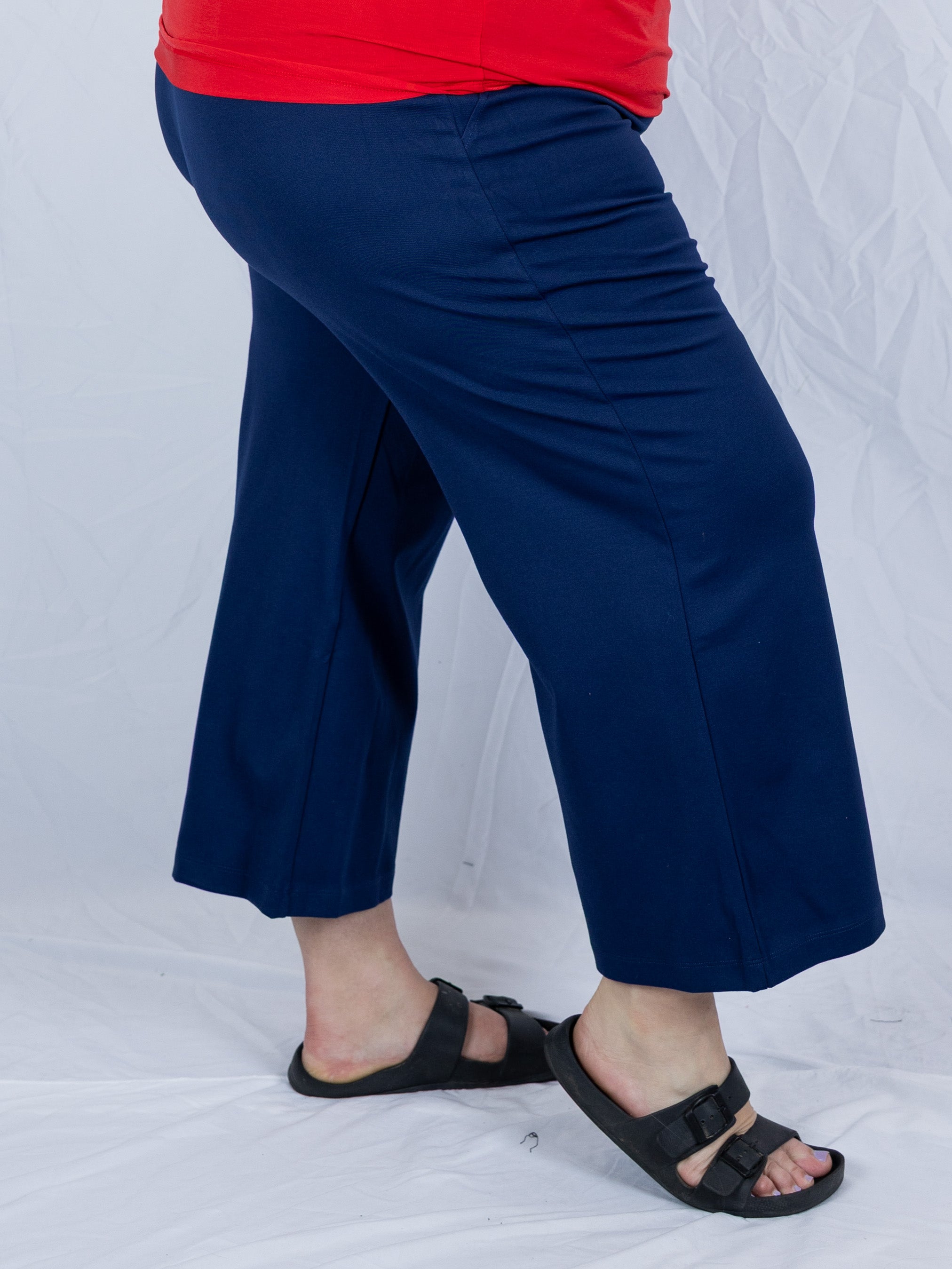 Navy Magic Wide Leg Cropped Pants - Holden Hearts