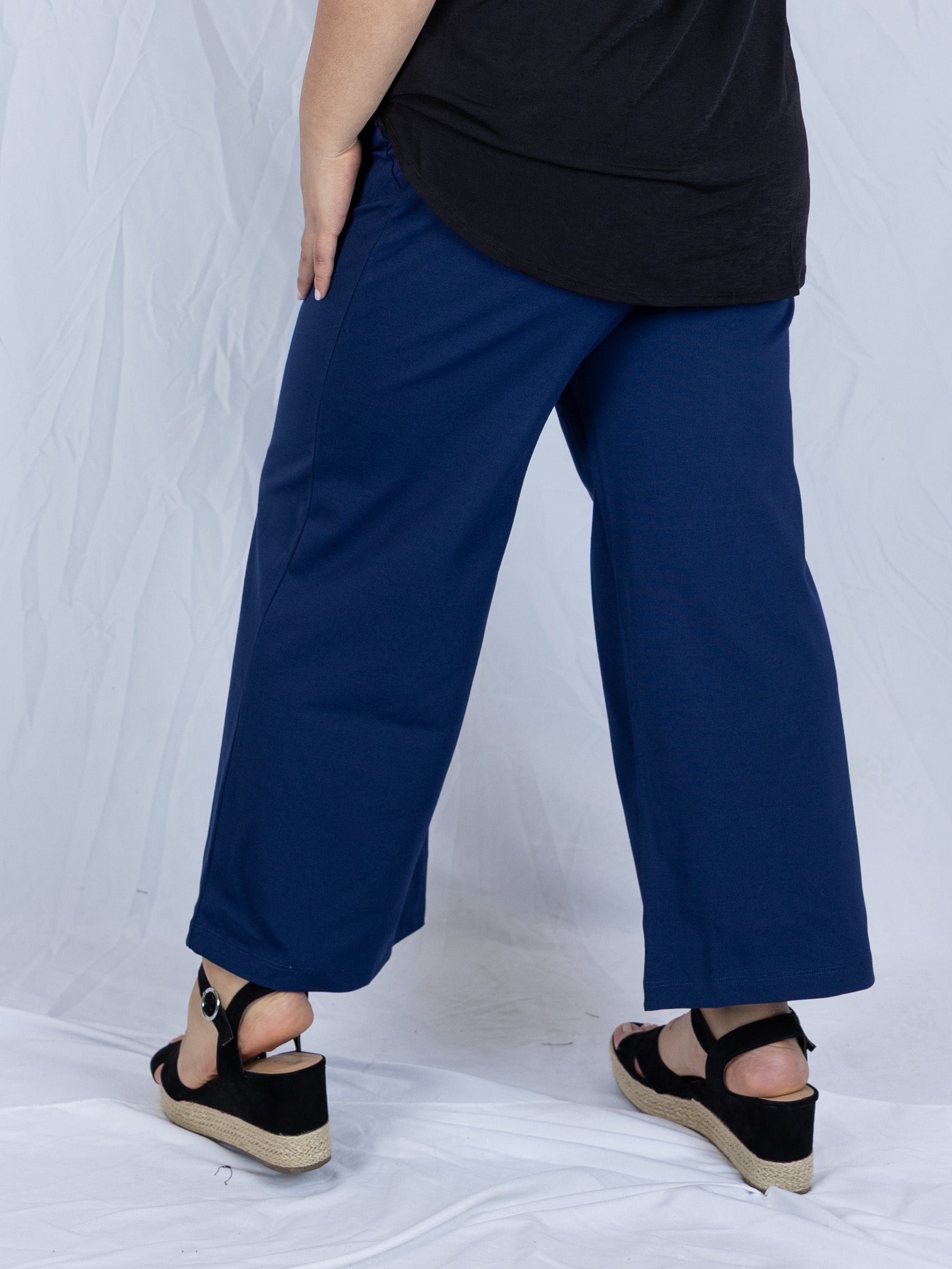 Navy Magic Wide Leg Cropped Pants - Holden Hearts