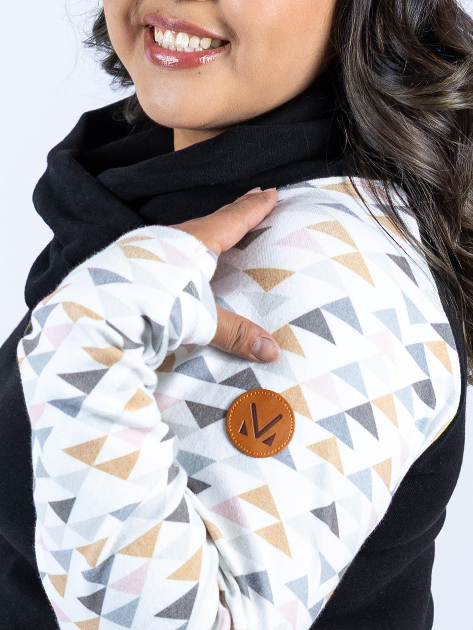 Zoey ZipCowl - Black and Geometric