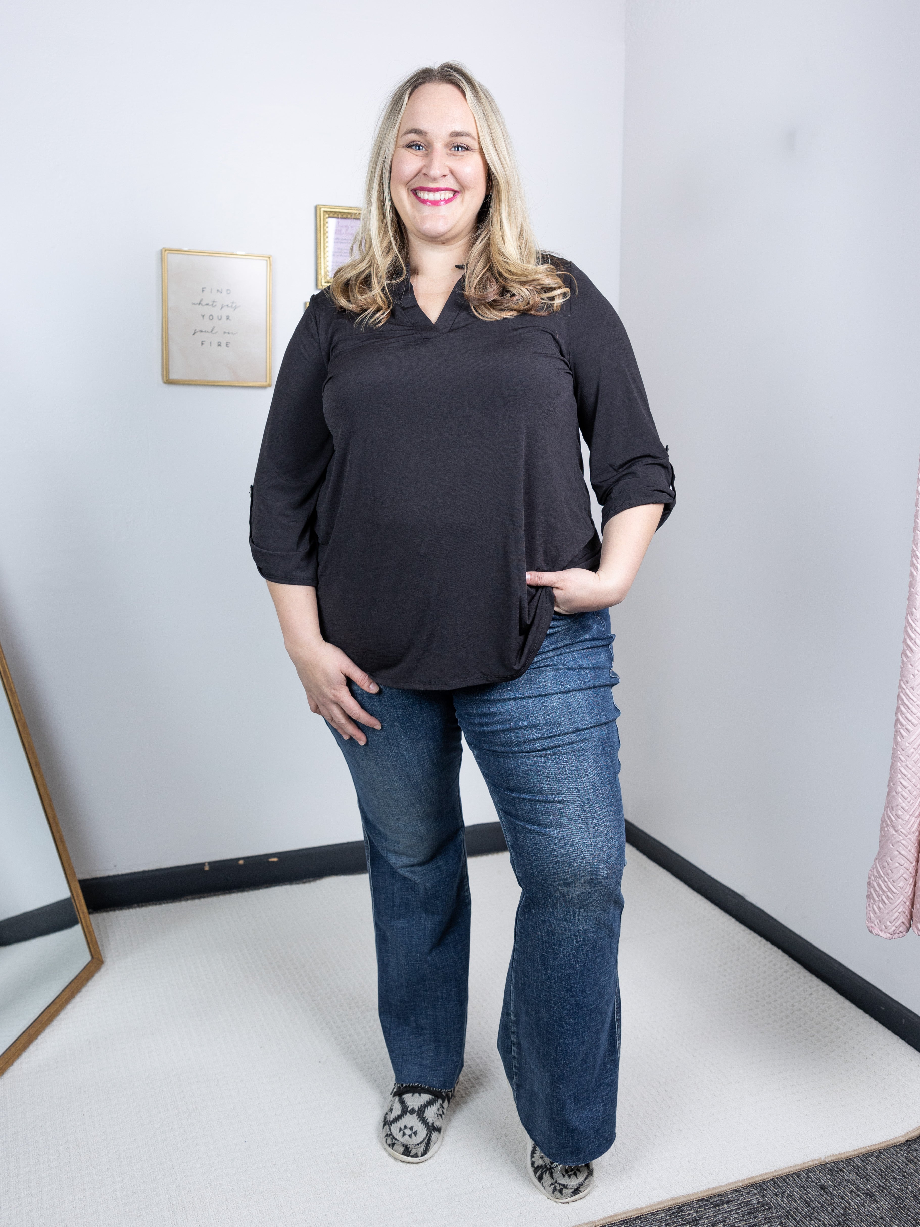 Black Lizzy 3/4 Sleeve Top - Holden Hearts